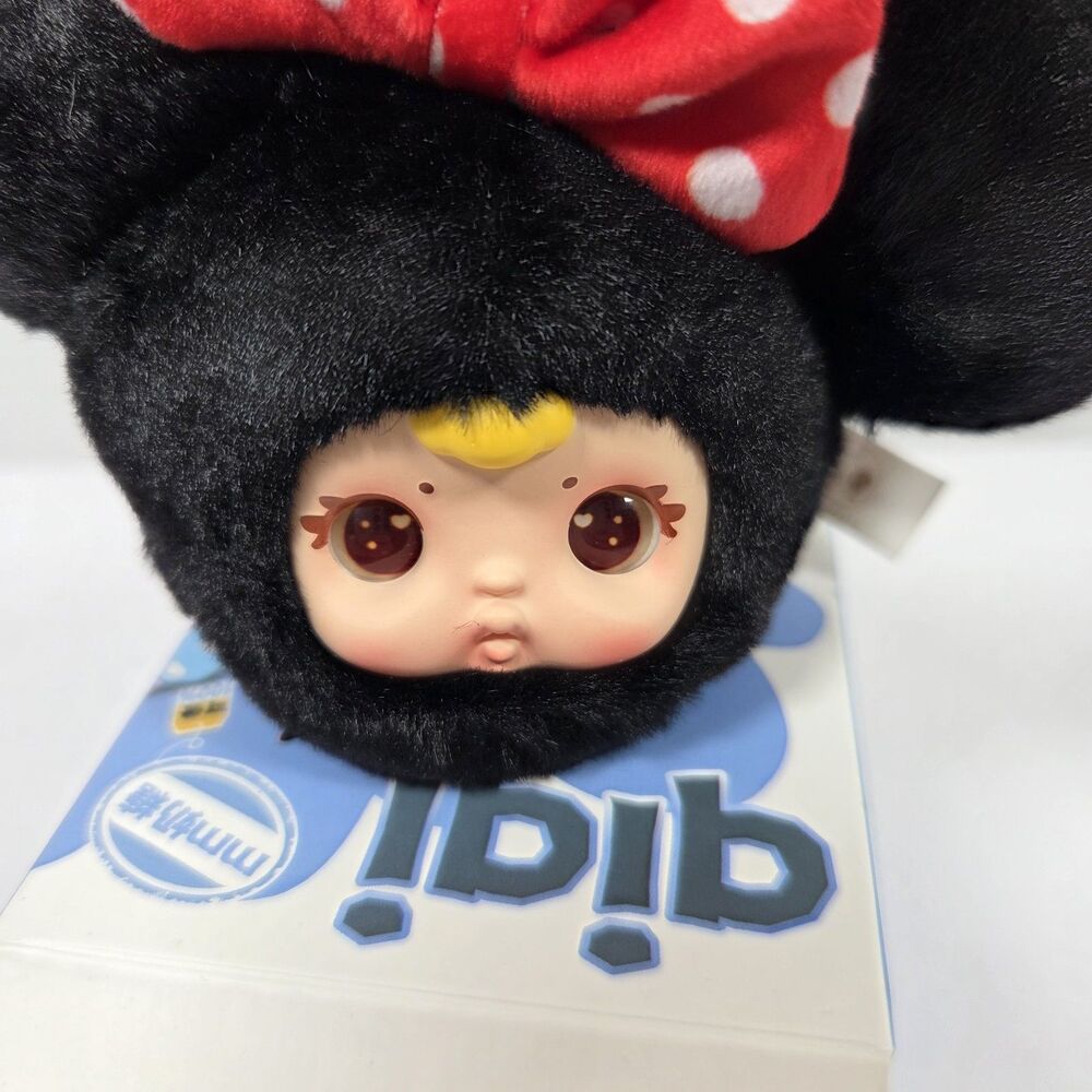 Qiqi Mm Milk Candy  Plush Vinyl Pendant Black - Red Bow Key Chain New Open Box